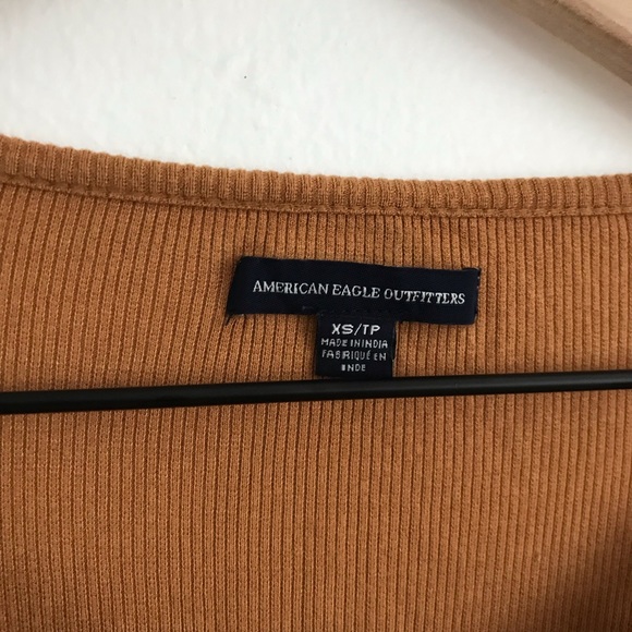 American Eagle Outfitters Embroidered Crochet Brown Crop Top - Picture 9 of 9